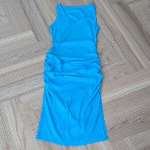 A NEW DAY Medium Blue Sleeveless Side Rouched Dress